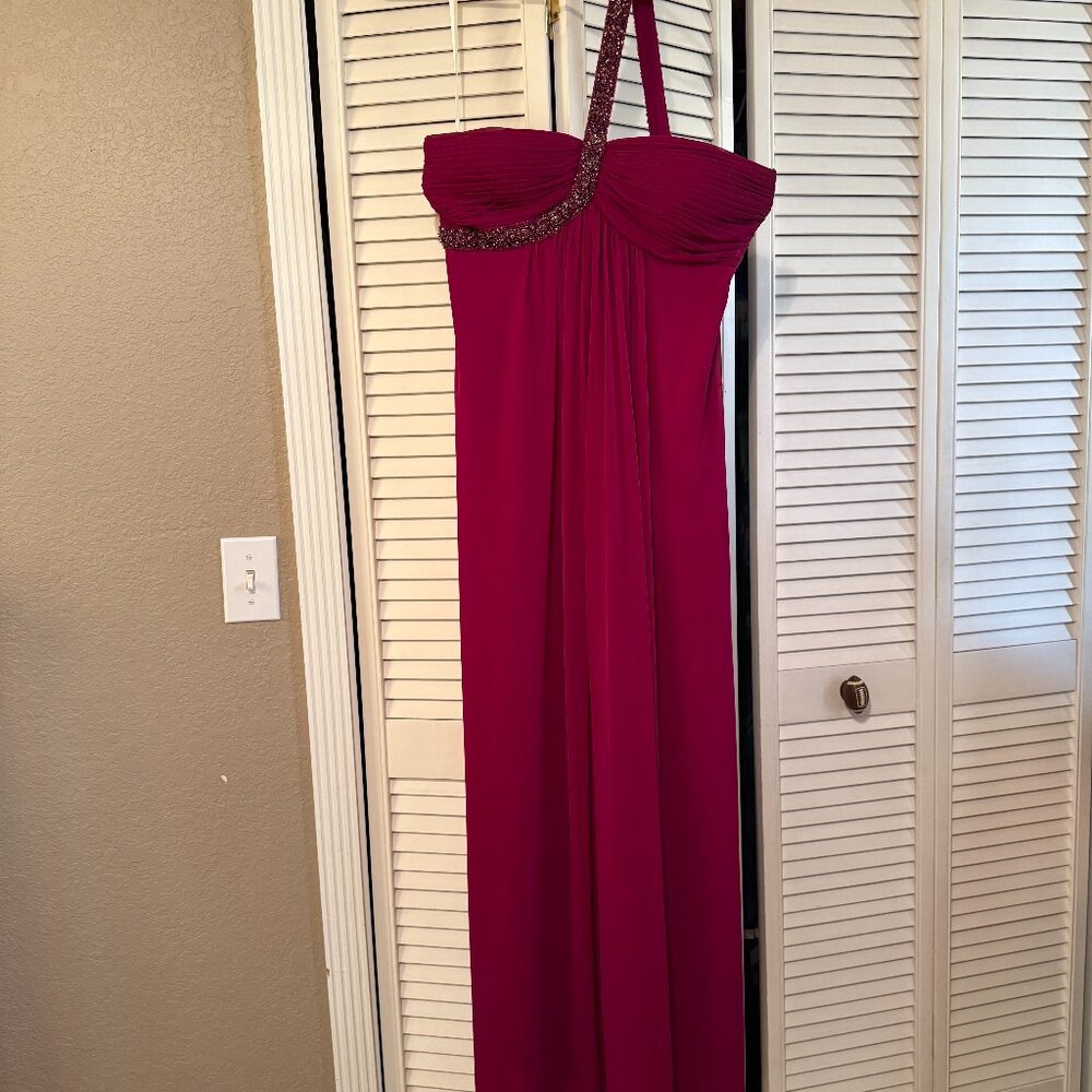 XSCAPE FORMAL CHIFFON/BEADED A-LINE EVENING GOWN